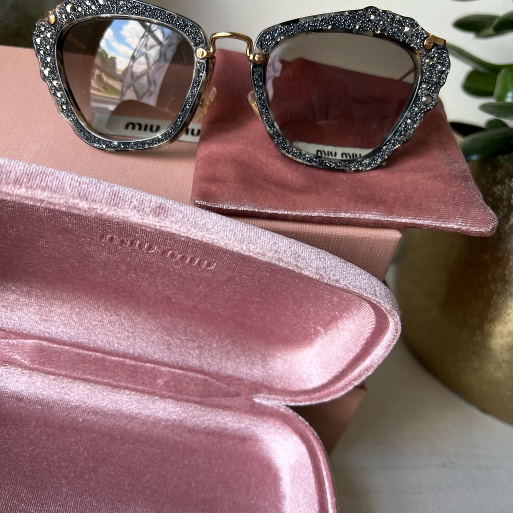 Miu Miu Black and Gold Fashion Sunglasses - Picture 4 of 9